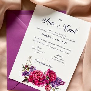 Invitație nuntă Botanical Wreath