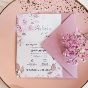 invitatie nunta pink roses