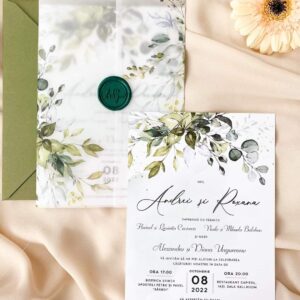 invitatie nunta green leaf