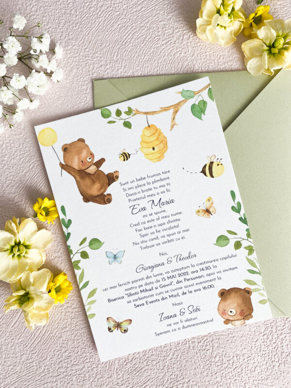 invitatie botez little bear