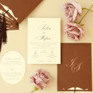 Invitație nuntă cu plic pocket inițiale
